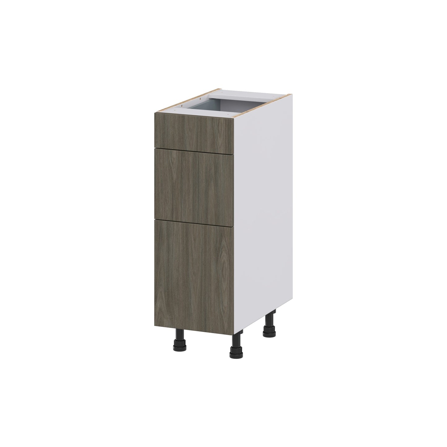 Hugo&Borg Savane 12-in W x 34.5-in H x 21-in D Textmel 3-Drawer Base Fully Assembled Cabinet (Flat Panel Style)