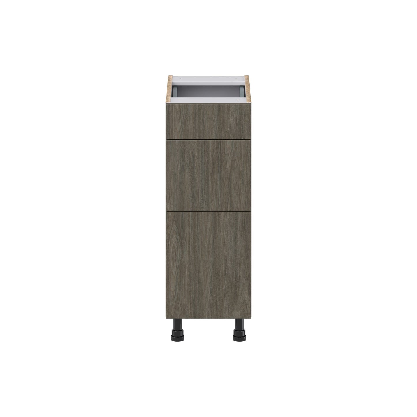 Hugo&Borg Savane 12-in W x 34.5-in H x 21-in D Textmel 3-Drawer Base Fully Assembled Cabinet (Flat Panel Style)