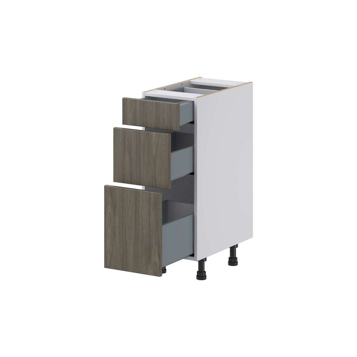 Hugo&Borg Savane 12-in W x 34.5-in H x 21-in D Textmel 3-Drawer Base Fully Assembled Cabinet (Flat Panel Style)