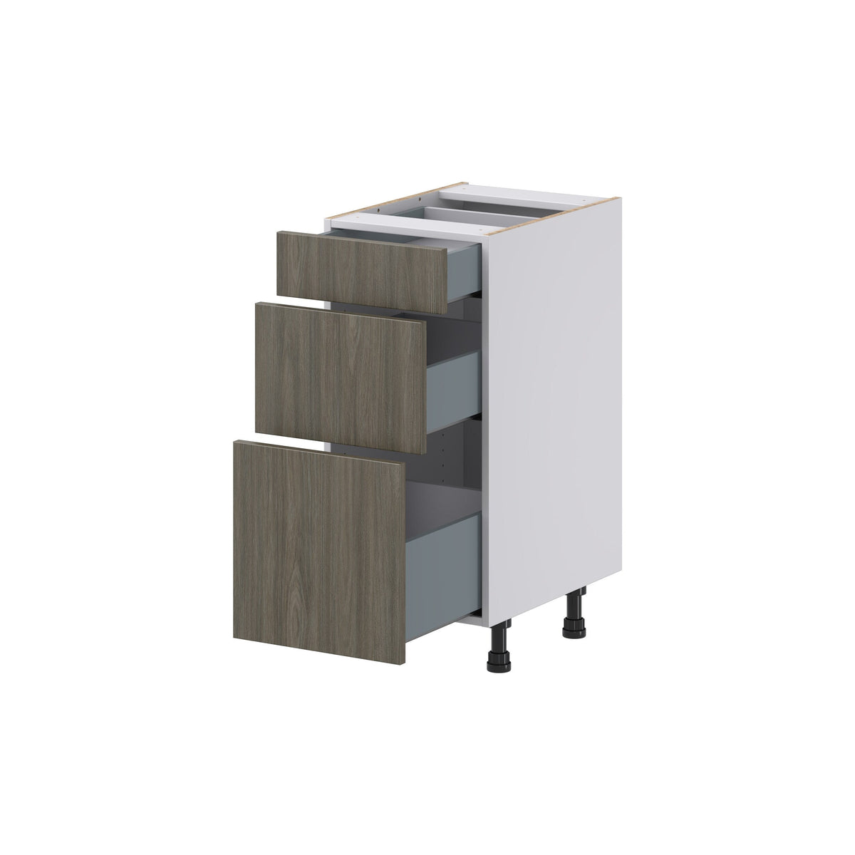 Hugo&Borg Savane 15-in W x 34.5-in H x 21-in D Textmel 3-Drawer Base Fully Assembled Cabinet (Flat Panel Style)