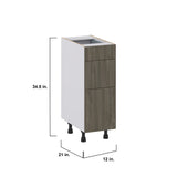 Hugo&Borg Savane 12-in W x 34.5-in H x 21-in D Textmel 3-Drawer Base Fully Assembled Cabinet (Flat Panel Style)