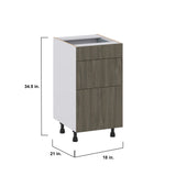 Hugo&Borg Savane 18-in W x 34.5-in H x 21-in D Textmel 3-Drawer Base Fully Assembled Cabinet (Flat Panel Style)
