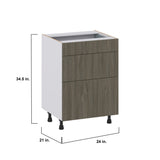 Hugo&Borg Savane 24-in W x 34.5-in H x 21-in D Textmel 3-Drawer Base Fully Assembled Cabinet (Flat Panel Style)
