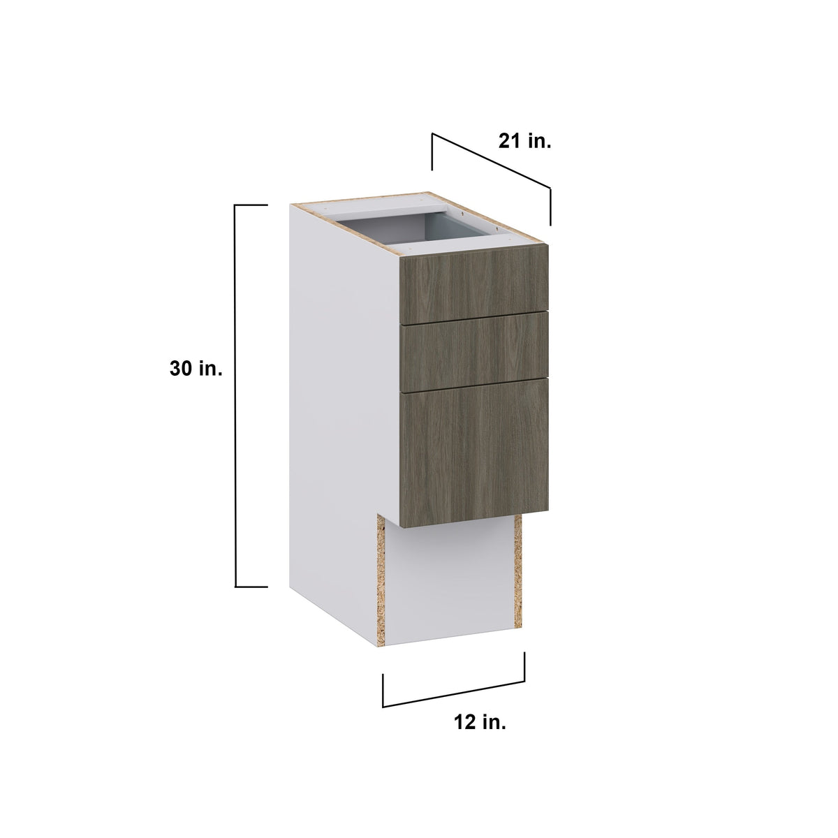 Hugo&Borg Savane 12-in W x 30-in H x 21-in D Textmel 4-Drawer Base Fully Assembled Cabinet (Flat Panel Style)