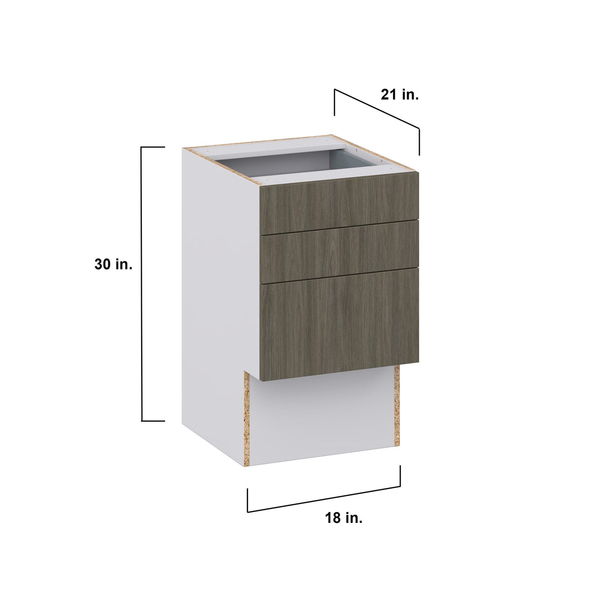 Hugo&Borg Savane 18-in W x 30-in H x 21-in D Textmel 3-Drawer Base Fully Assembled Cabinet (Flat Panel Style)