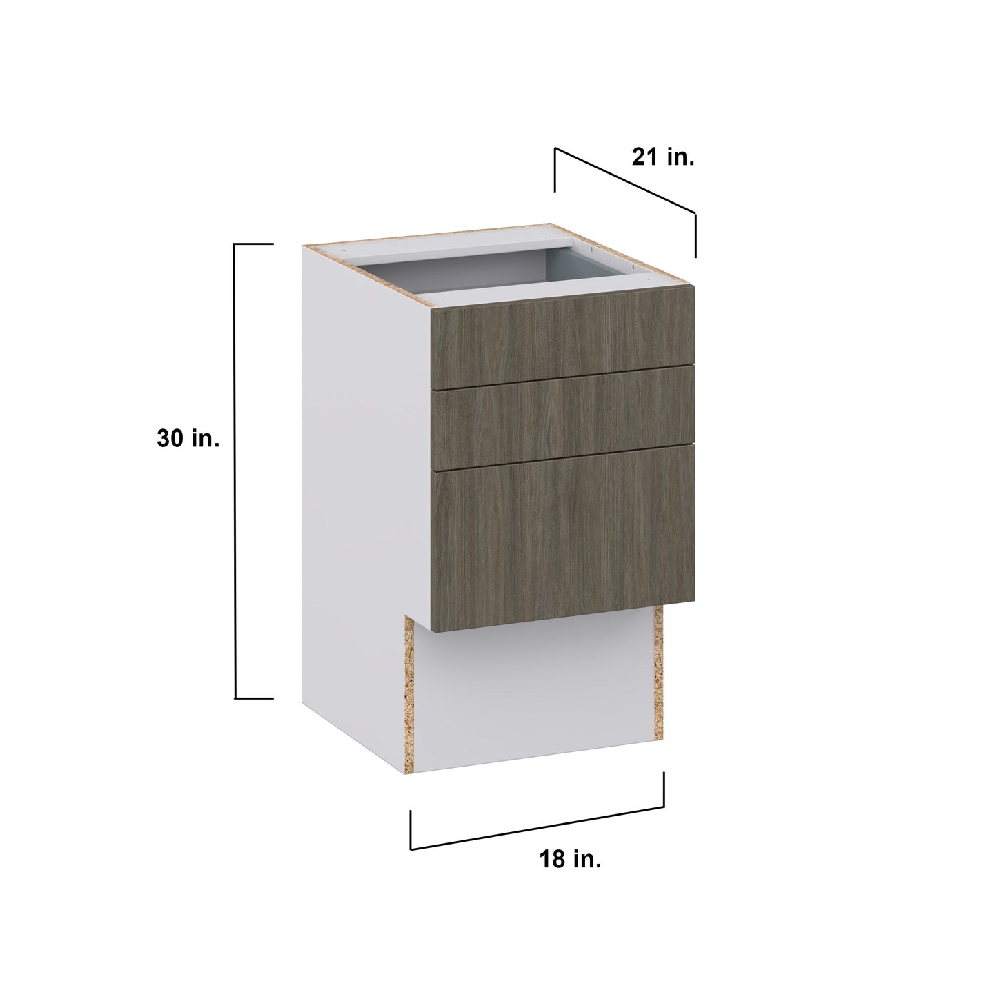 Hugo&Borg Savane 18-in W x 30-in H x 21-in D Textmel 3-Drawer Base Fully Assembled Cabinet (Flat Panel Style)