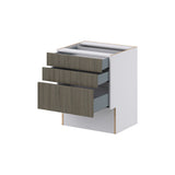Hugo&Borg Savane 24-in W x 30-in H x 21-in D Textmel 3-Drawer Base Fully Assembled Cabinet (Flat Panel Style)