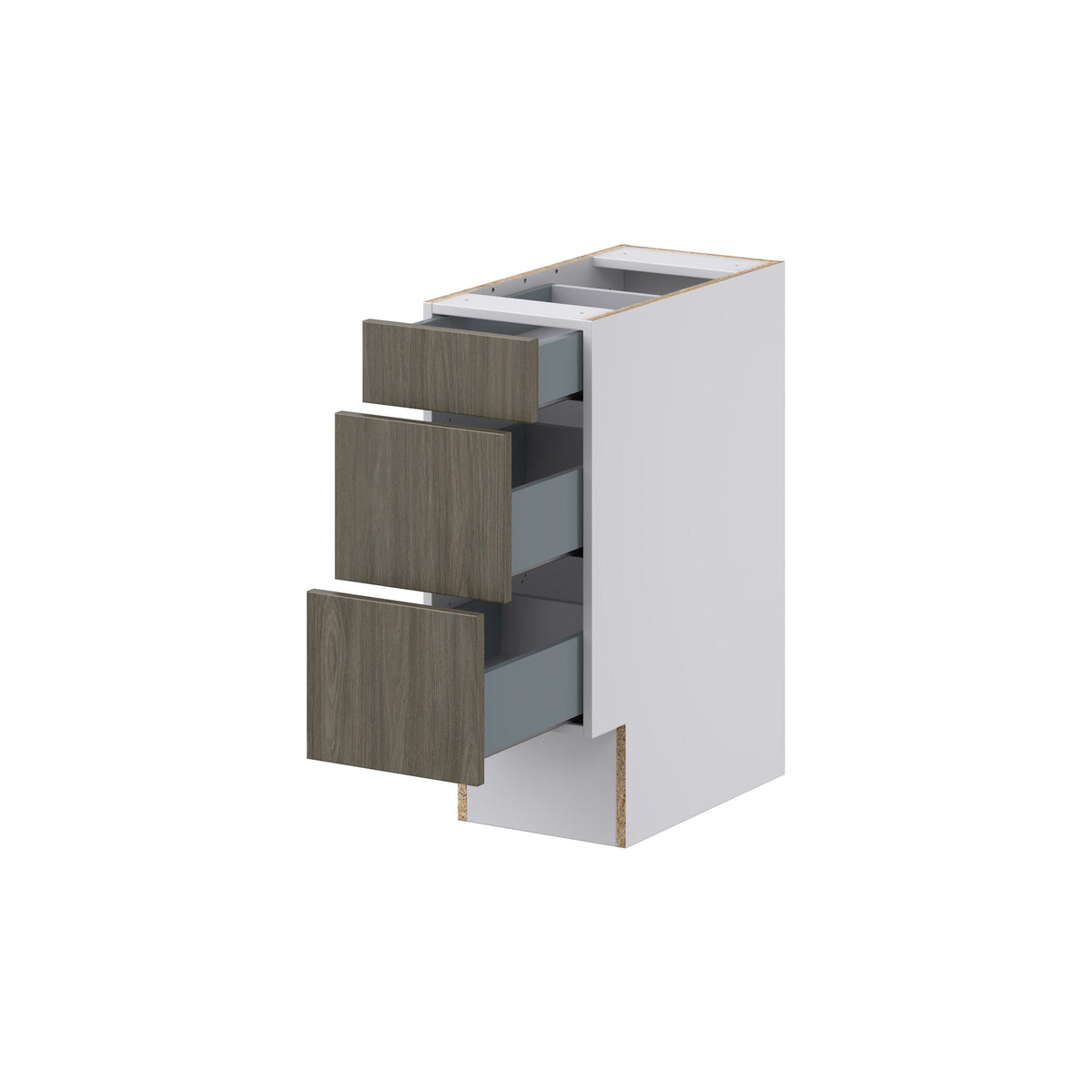 Hugo&Borg Savane 12-in W x 32.5-in H x 25-in D Textmel 3-Drawer Base Fully Assembled Cabinet (Flat Panel Style)