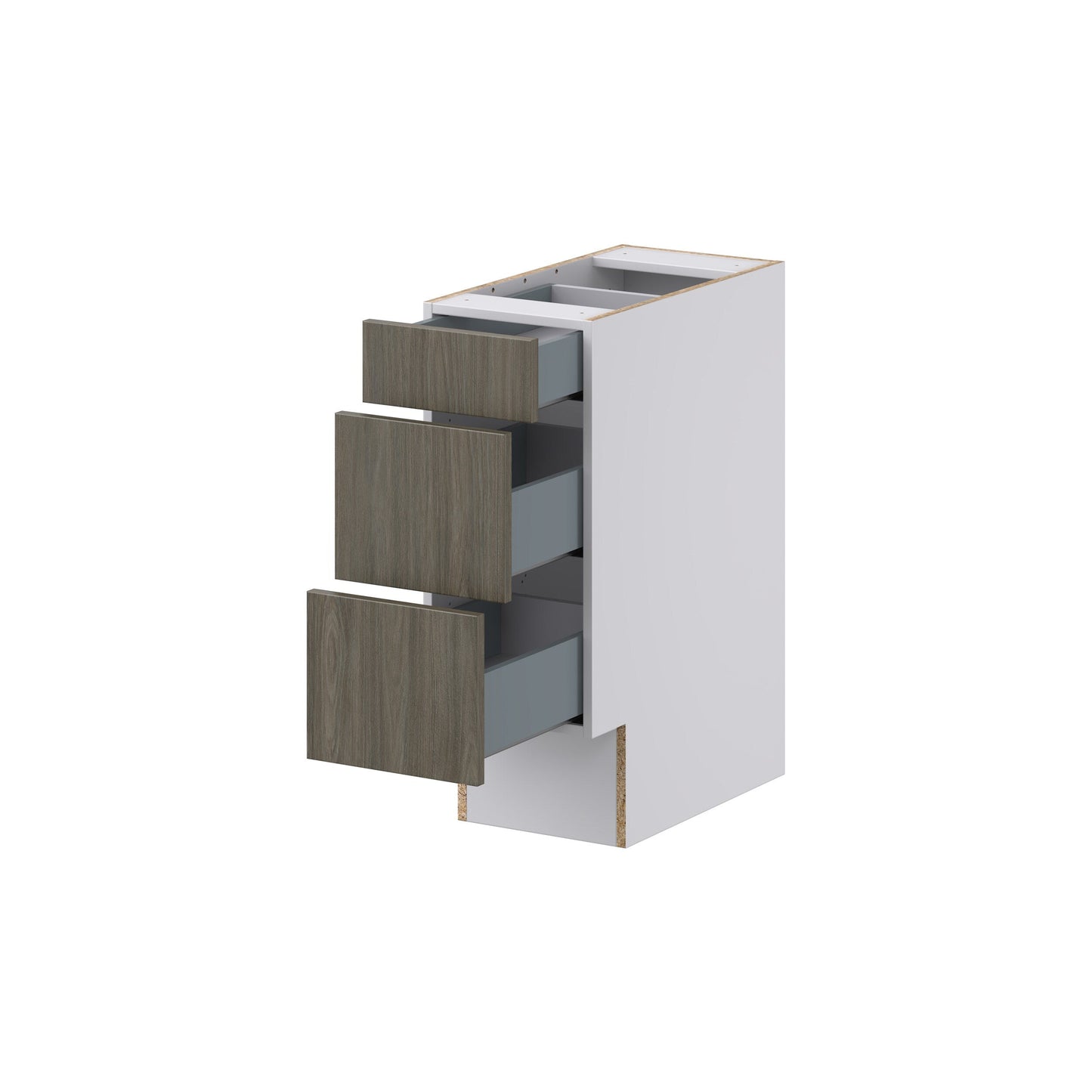 Hugo&Borg Savane 12-in W x 32.5-in H x 25-in D Textmel 3-Drawer Base Fully Assembled Cabinet (Flat Panel Style)