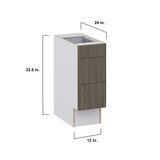Hugo&Borg Savane 12-in W x 32.5-in H x 25-in D Textmel 3-Drawer Base Fully Assembled Cabinet (Flat Panel Style)
