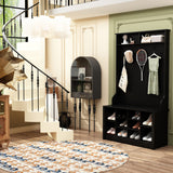FUFU&GAGA Modern 39.4-in Black Composite Hall Tree