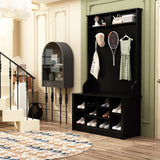 FUFU&GAGA Modern 39.4-in Black Composite Hall Tree