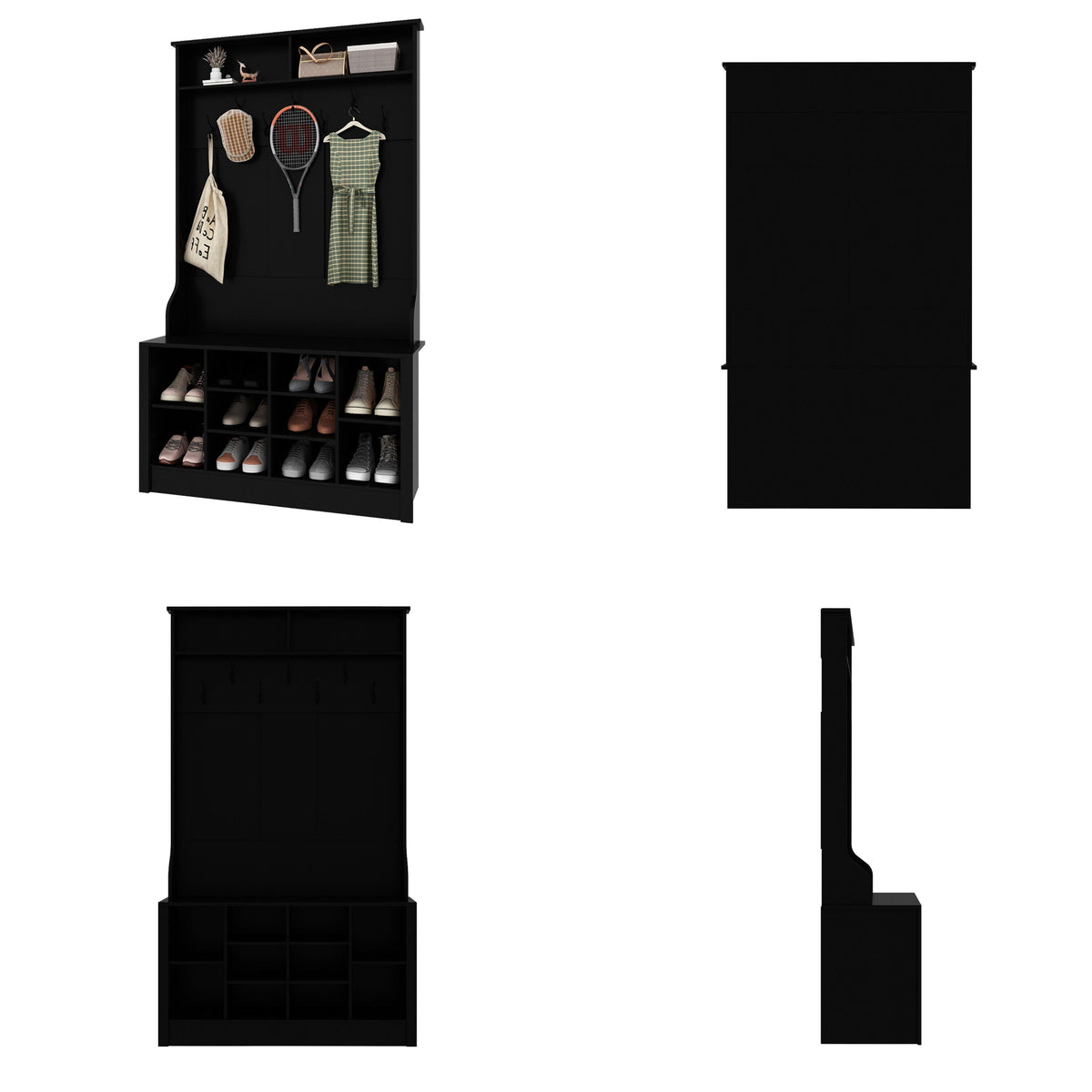 FUFU&GAGA Modern 39.4-in Black Composite Hall Tree