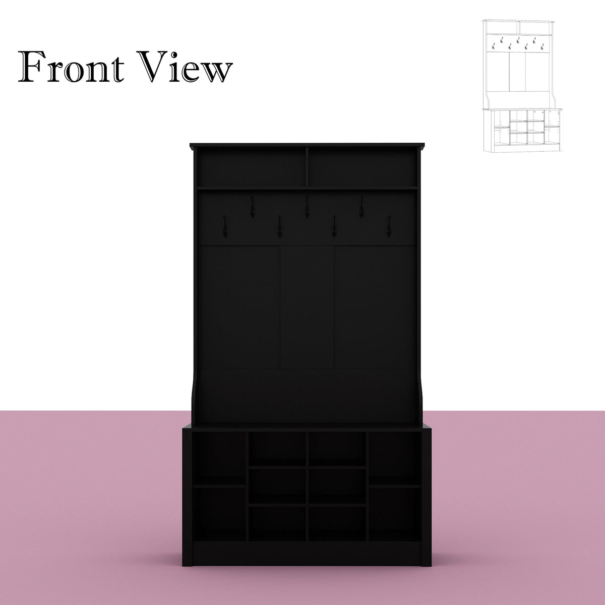 FUFU&GAGA Modern 39.4-in Black Composite Hall Tree