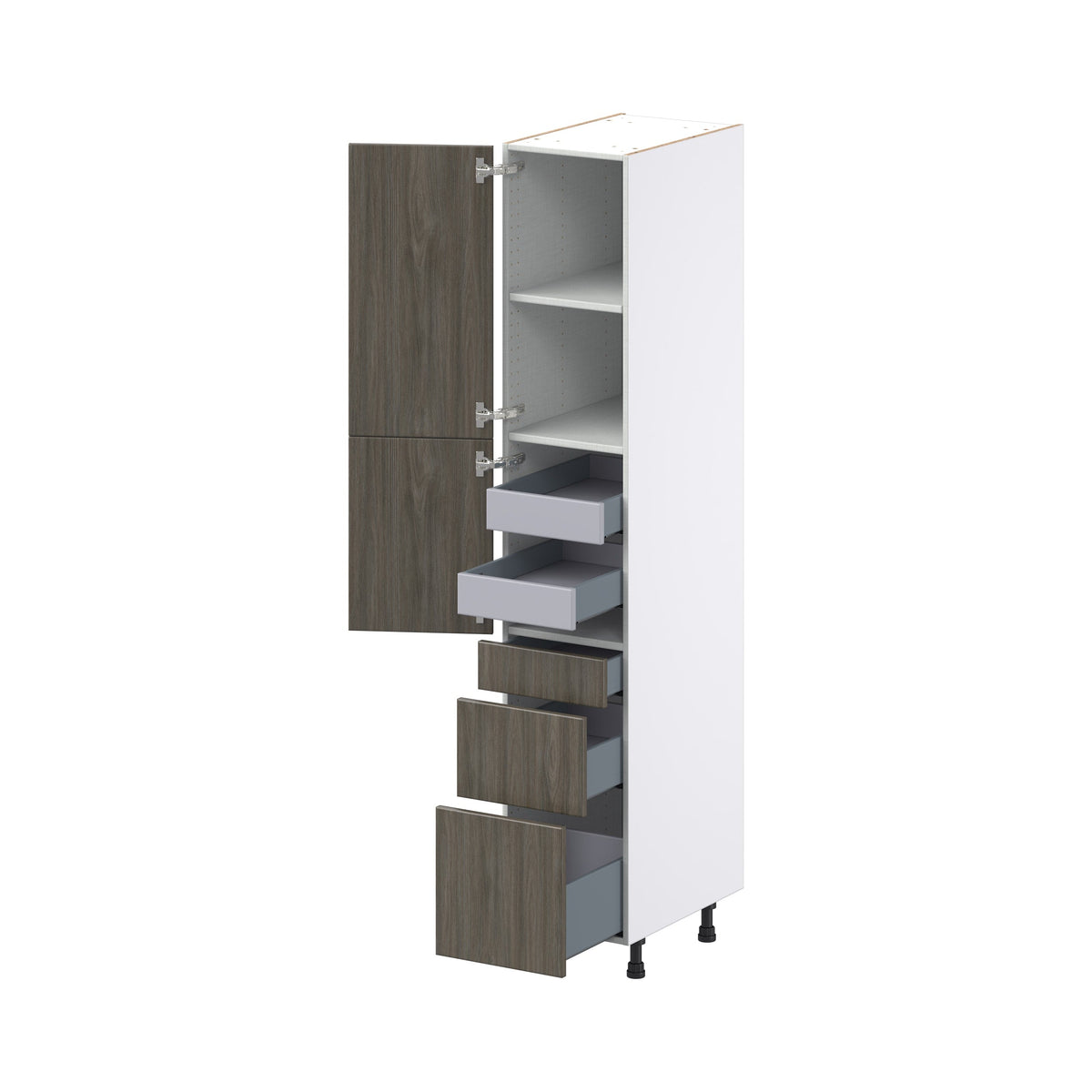 Hugo&Borg Savane 15-in W x 84.5-in H x 24-in D Textmel 5-Drawer Pantry Fully Assembled Cabinet (Flat Panel Slab Style)