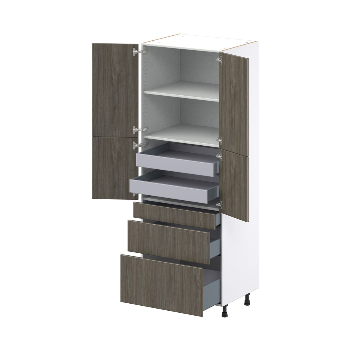 Hugo&Borg Savane 30-in W x 84.5-in H x 24-in D Textmel 5-Drawers Pantry Fully Assembled Cabinet (Flat Panel Slab Style)