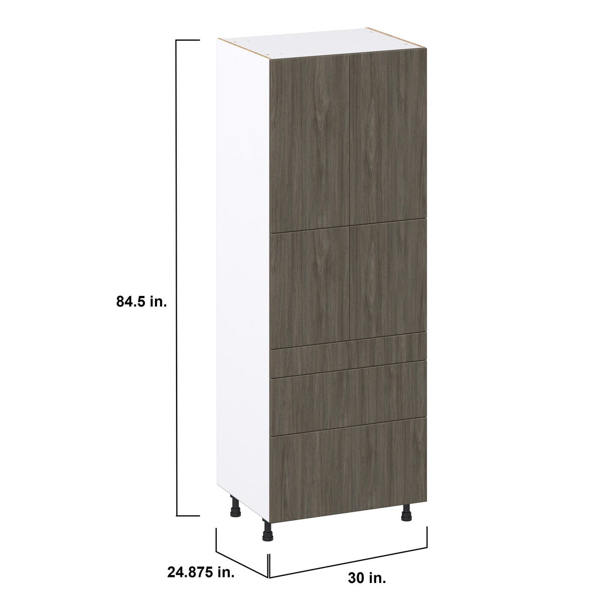 Hugo&Borg Savane 30-in W x 84.5-in H x 24-in D Textmel 5-Drawers Pantry Fully Assembled Cabinet (Flat Panel Slab Style)