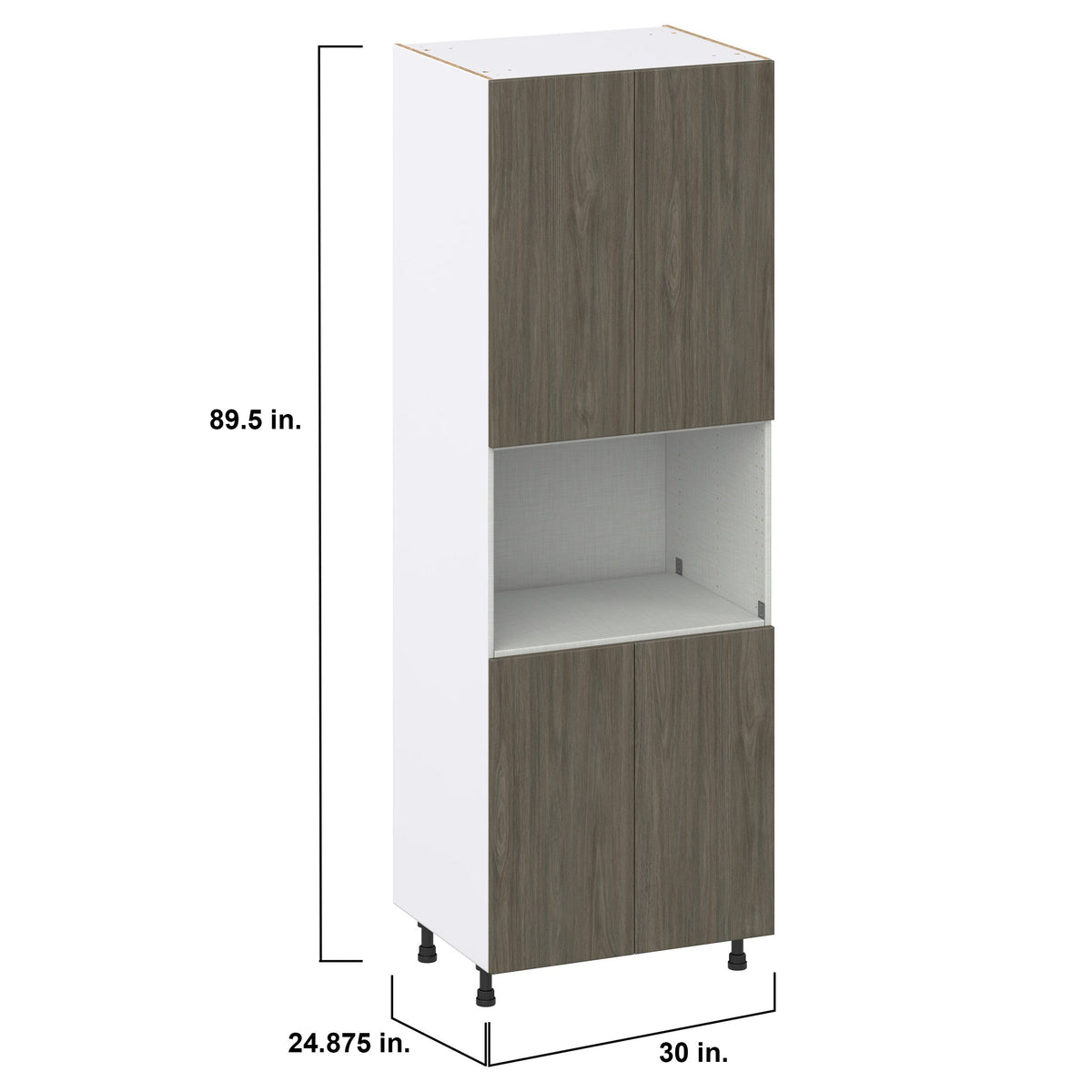 Hugo&Borg Savane 30-in W x 89.5-in H x 24-in D Textmel Microwave Pantry Fully Assembled Cabinet (Flat Panel Slab Style)