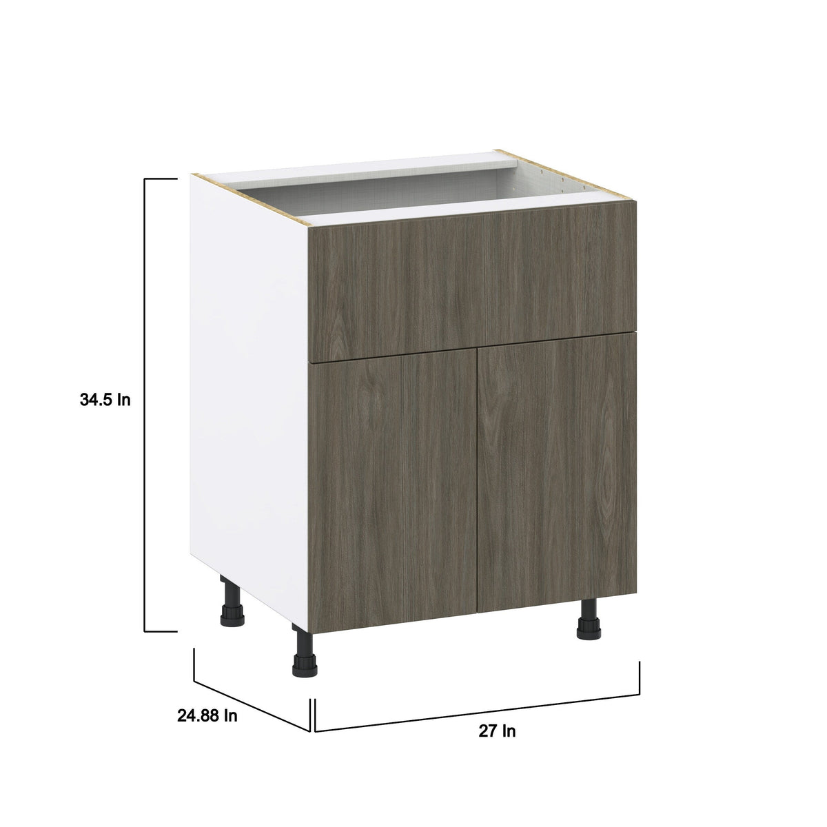Hugo&Borg Savane 27-in W x 34.5-in H x 25-in D Textmel 1-Drawer Base Fully Assembled Cabinet (Flat Panel Slab Style)