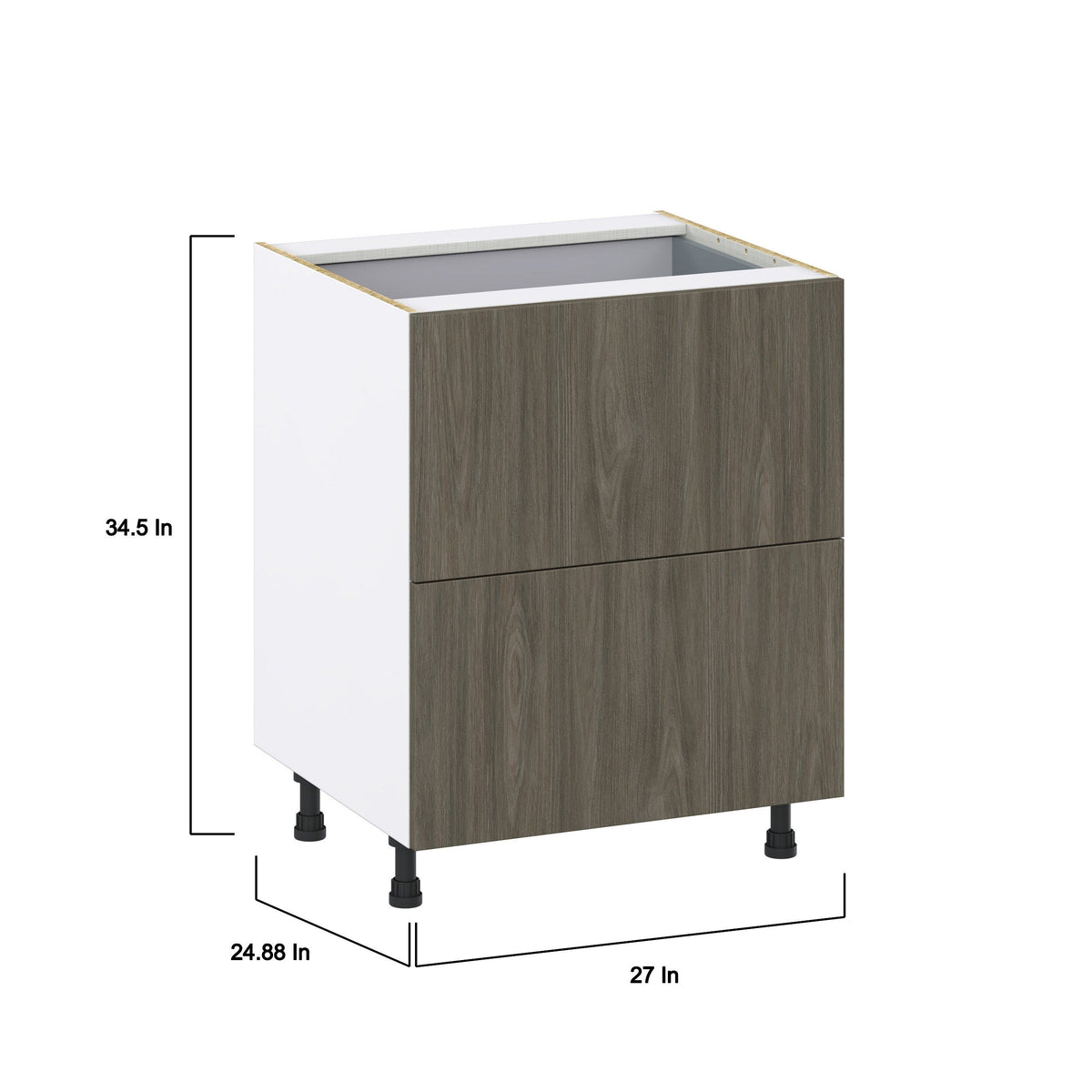 Hugo&Borg Savane 27-in W x 34.5-in H x 24-in D Textmel 3-Drawer Base Fully Assembled Cabinet (Flat Panel Style)