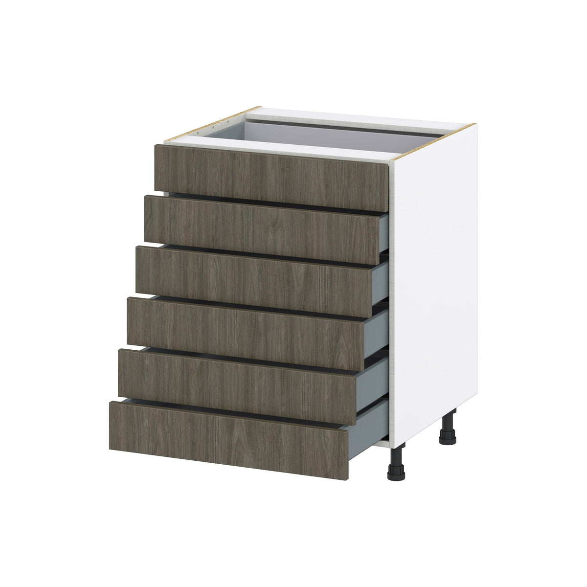 Hugo&Borg Savane 27-in W x 34.5-in H x 24-in D Textmel 6-Drawer Base Fully Assembled Cabinet (Flat Panel Style)