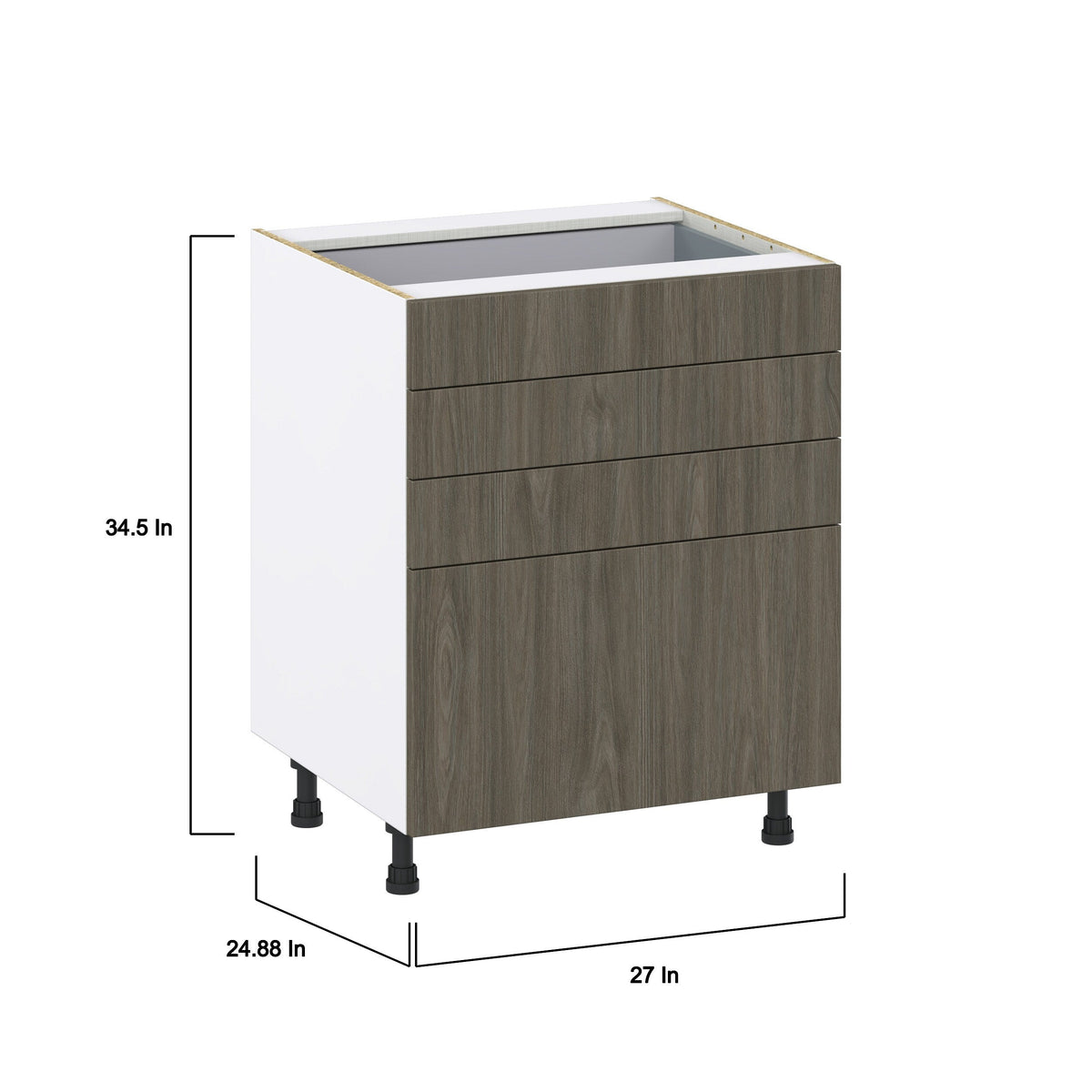 Hugo&Borg Savane 27-in W x 34.5-in H x 24-in D Textmel 4-Drawer Base Fully Assembled Cabinet (Flat Panel Style)