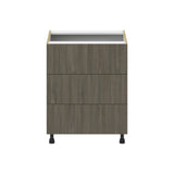 Hugo&Borg Savane 27-in W x 34.5-in H x 24-in D Textmel 3-Drawer Base Fully Assembled Cabinet (Flat Panel Style)