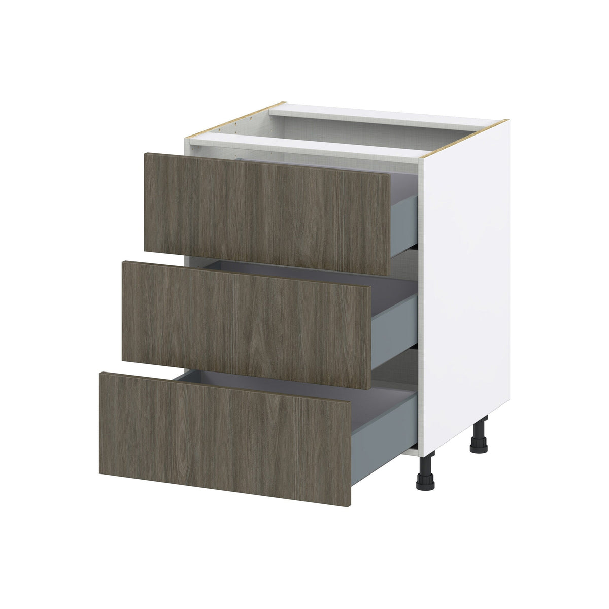 Hugo&Borg Savane 27-in W x 34.5-in H x 24-in D Textmel 3-Drawer Base Fully Assembled Cabinet (Flat Panel Style)