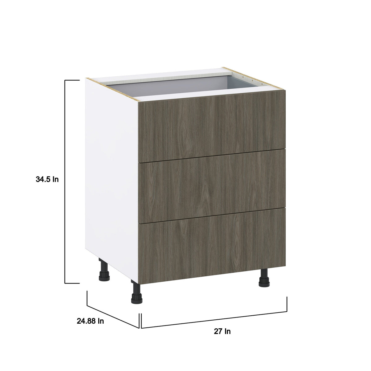 Hugo&Borg Savane 27-in W x 34.5-in H x 24-in D Textmel 4-Drawer Base Fully Assembled Cabinet (Flat Panel Style)