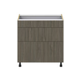Hugo&Borg Savane 33-in W x 34.5-in H x 24-in D Textmel 3-Drawer Base Fully Assembled Cabinet (Flat Panel Style)