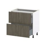 Hugo&Borg Savane 33-in W x 34.5-in H x 24-in D Textmel 2-Drawer Base Fully Assembled Cabinet (Flat Panel Style)