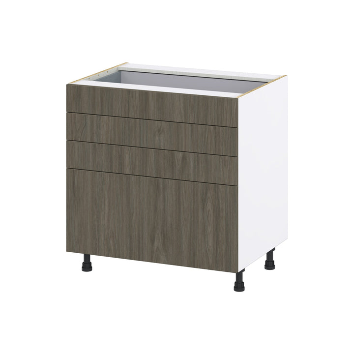 Hugo&Borg Savane 33-in W x 34.5-in H x 24-in D Textmel 4-Drawer Base Fully Assembled Cabinet (Flat Panel Style)