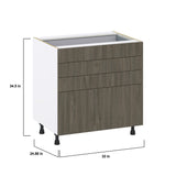 Hugo&Borg Savane 33-in W x 34.5-in H x 24-in D Textmel 4-Drawer Base Fully Assembled Cabinet (Flat Panel Style)