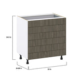 Hugo&Borg Savane 33-in W x 34.5-in H x 24-in D Textmel 6-Drawer Base Fully Assembled Cabinet (Flat Panel Style)