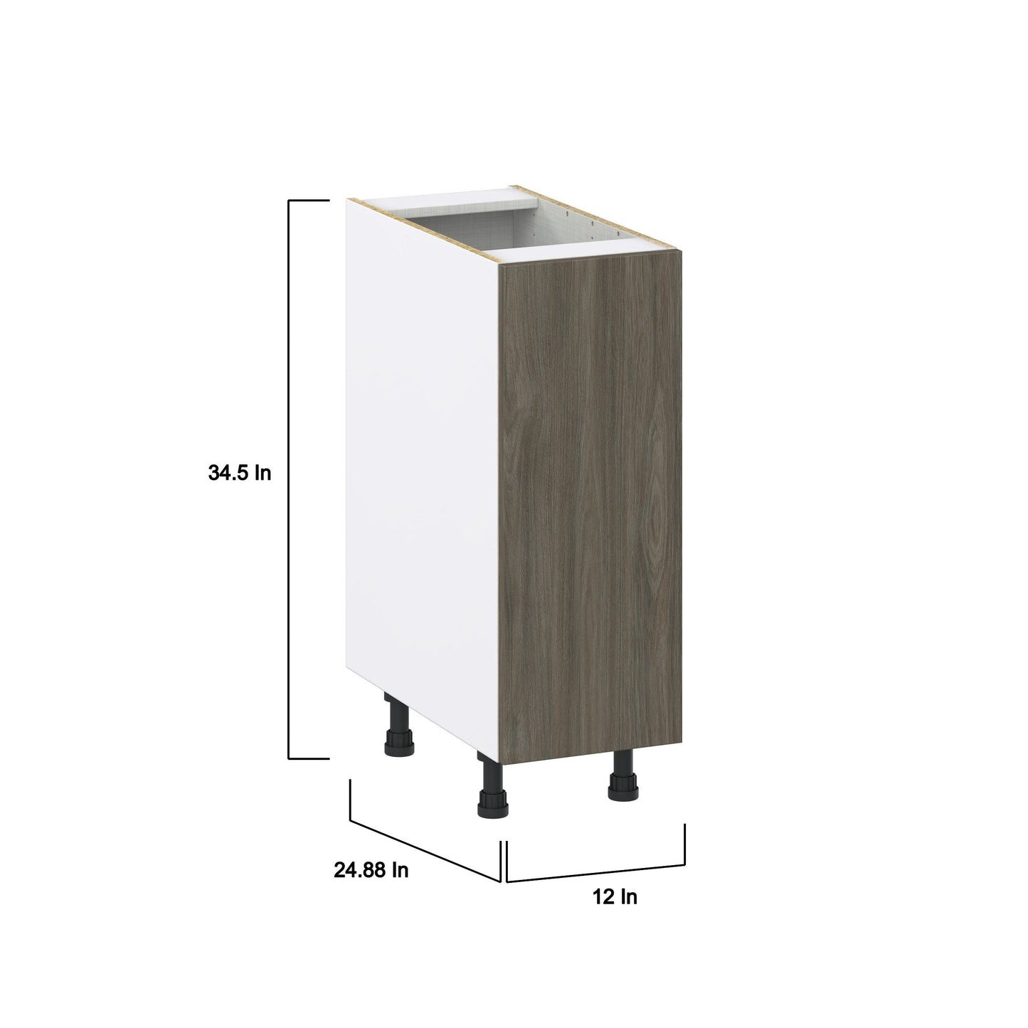 Hugo&Borg Savane 12-in W x 34.5-in H x 24-in D Textmel 3-Drawers Base Fully Assembled Cabinet (Flat Panel Slab Style)