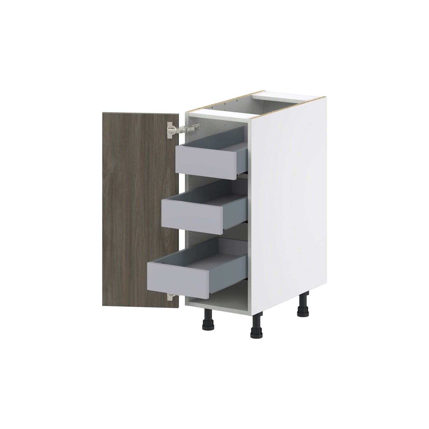 Hugo&Borg Savane 12-in W x 34.5-in H x 24-in D Textmel 3-Drawers Base Fully Assembled Cabinet (Flat Panel Slab Style)