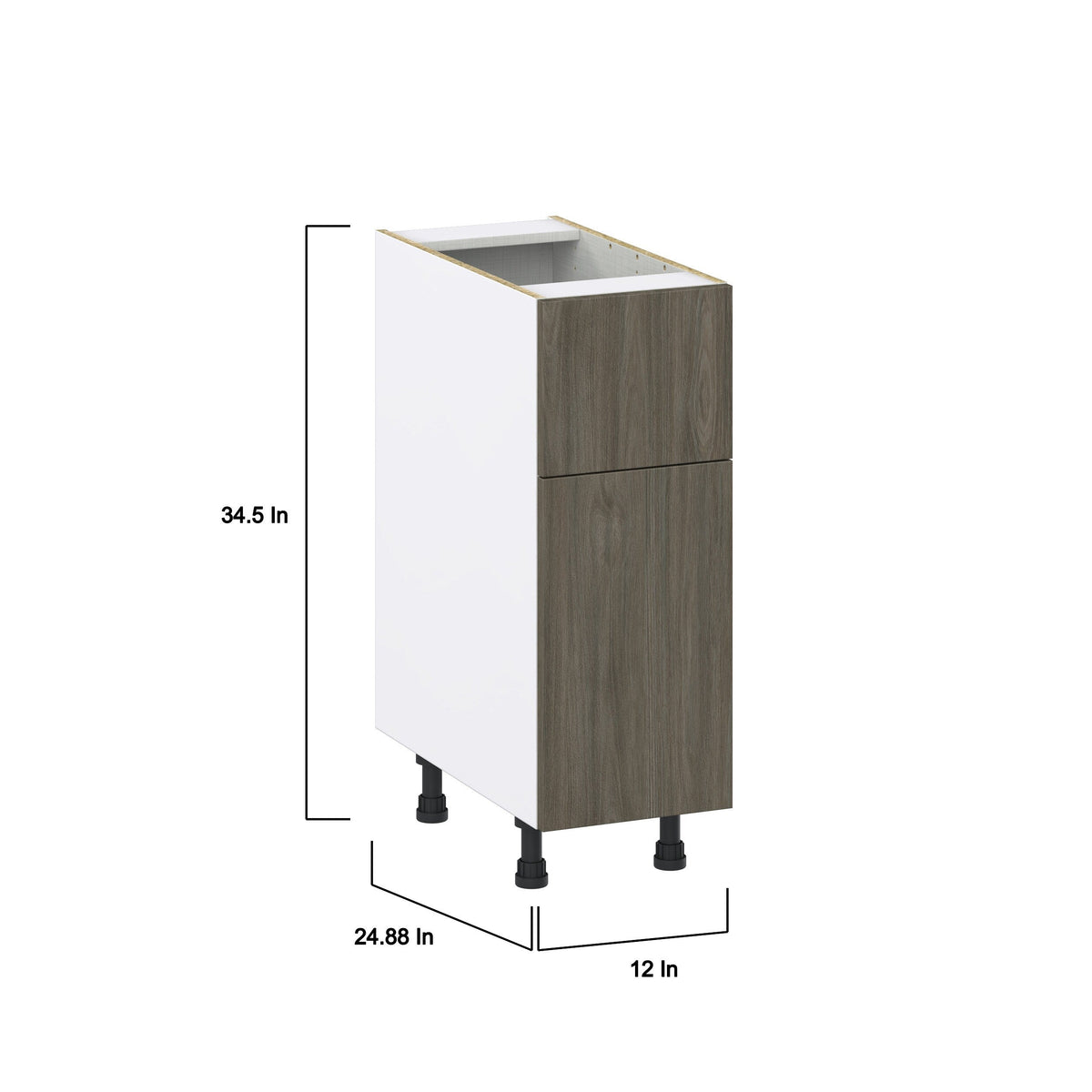 Hugo&Borg Savane 12-in W x 34.5-in H x 25-in D Textmel 1-Drawer Base Fully Assembled Cabinet (Flat Panel Slab Style)