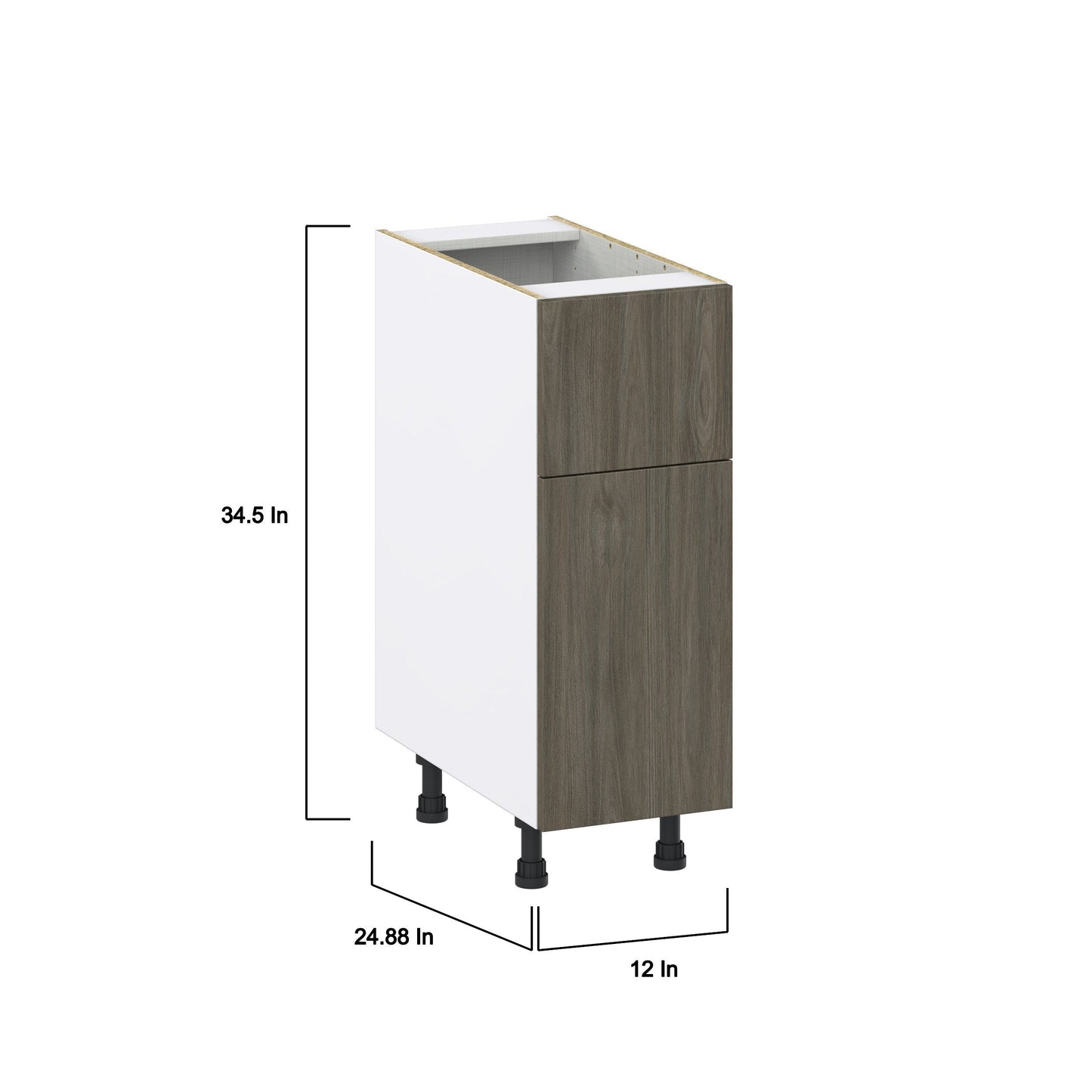 Hugo&Borg Savane 12-in W x 34.5-in H x 25-in D Textmel 1-Drawer Base Fully Assembled Cabinet (Flat Panel Slab Style)