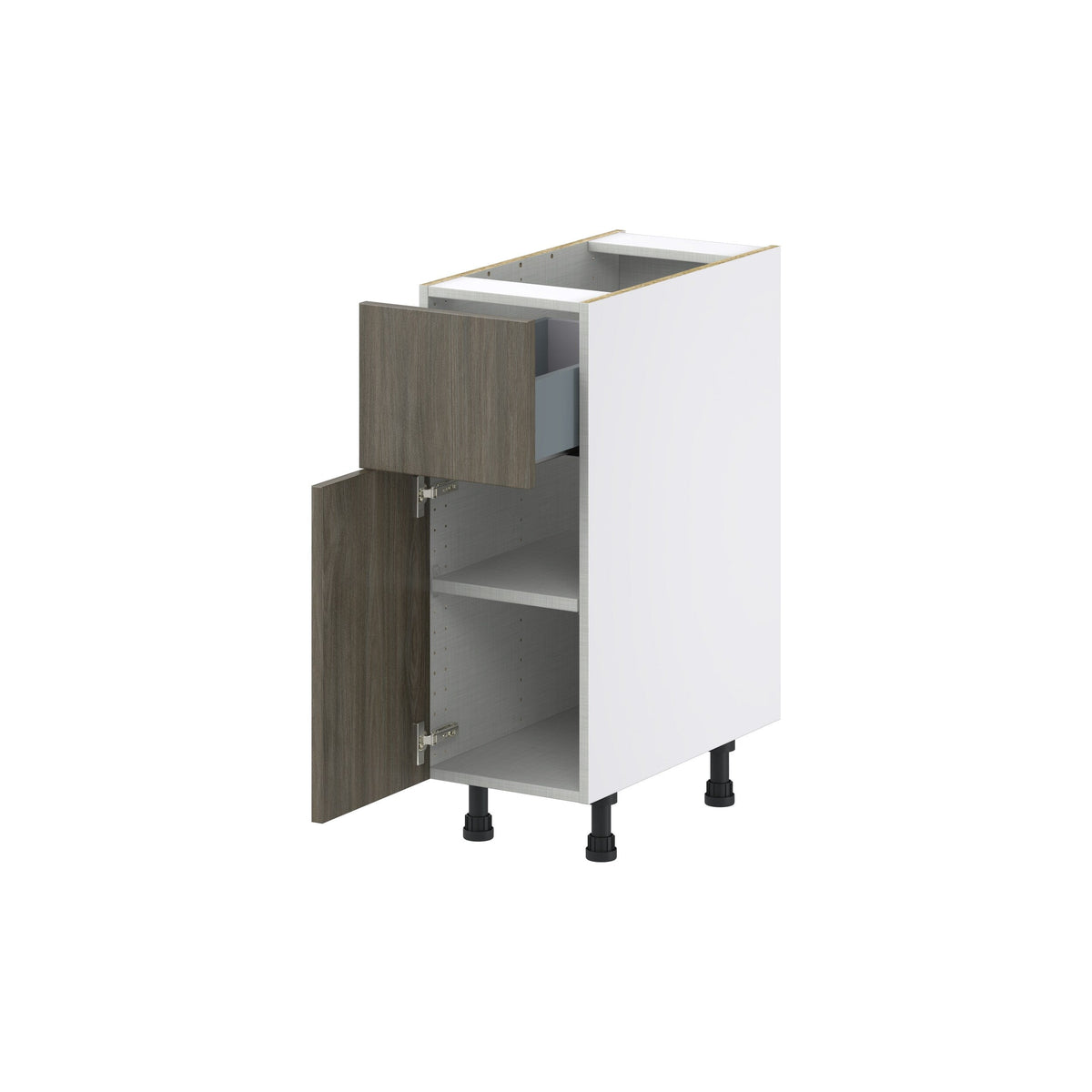 Hugo&Borg Savane 12-in W x 34.5-in H x 25-in D Textmel 1-Drawer Base Fully Assembled Cabinet (Flat Panel Slab Style)