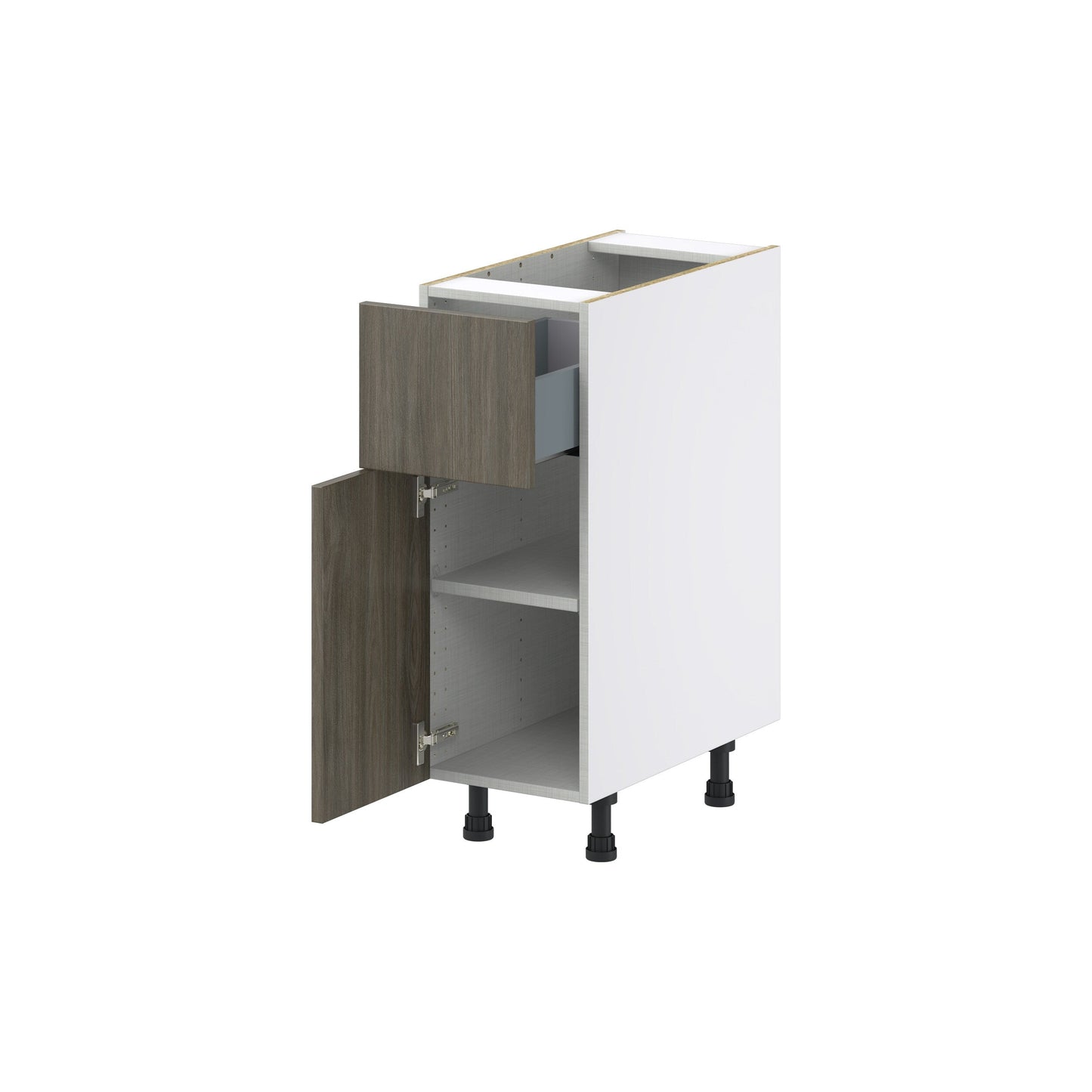 Hugo&Borg Savane 12-in W x 34.5-in H x 25-in D Textmel 1-Drawer Base Fully Assembled Cabinet (Flat Panel Slab Style)