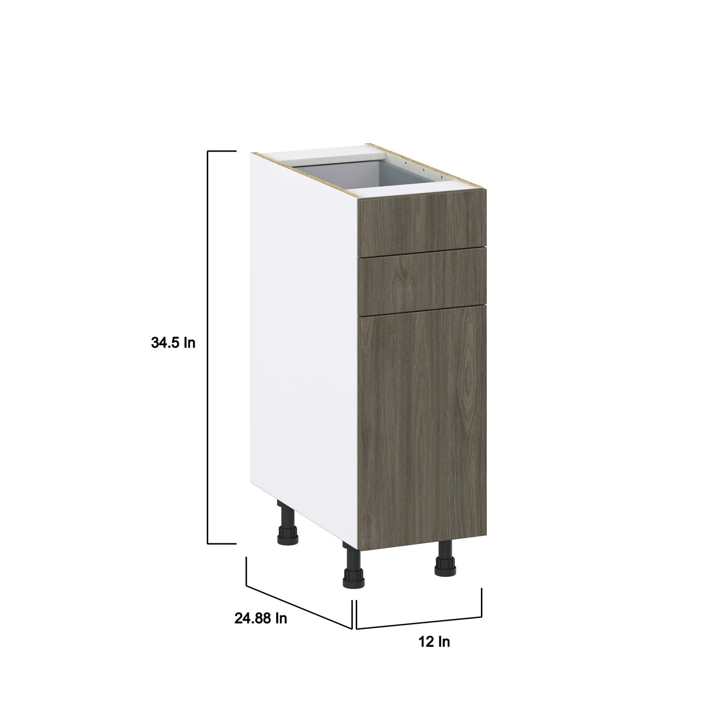 Hugo&Borg Savane 12-in W x 34.5-in H x 24-in D Textmel 2-Drawers Base Fully Assembled Cabinet (Flat Panel Slab Style)