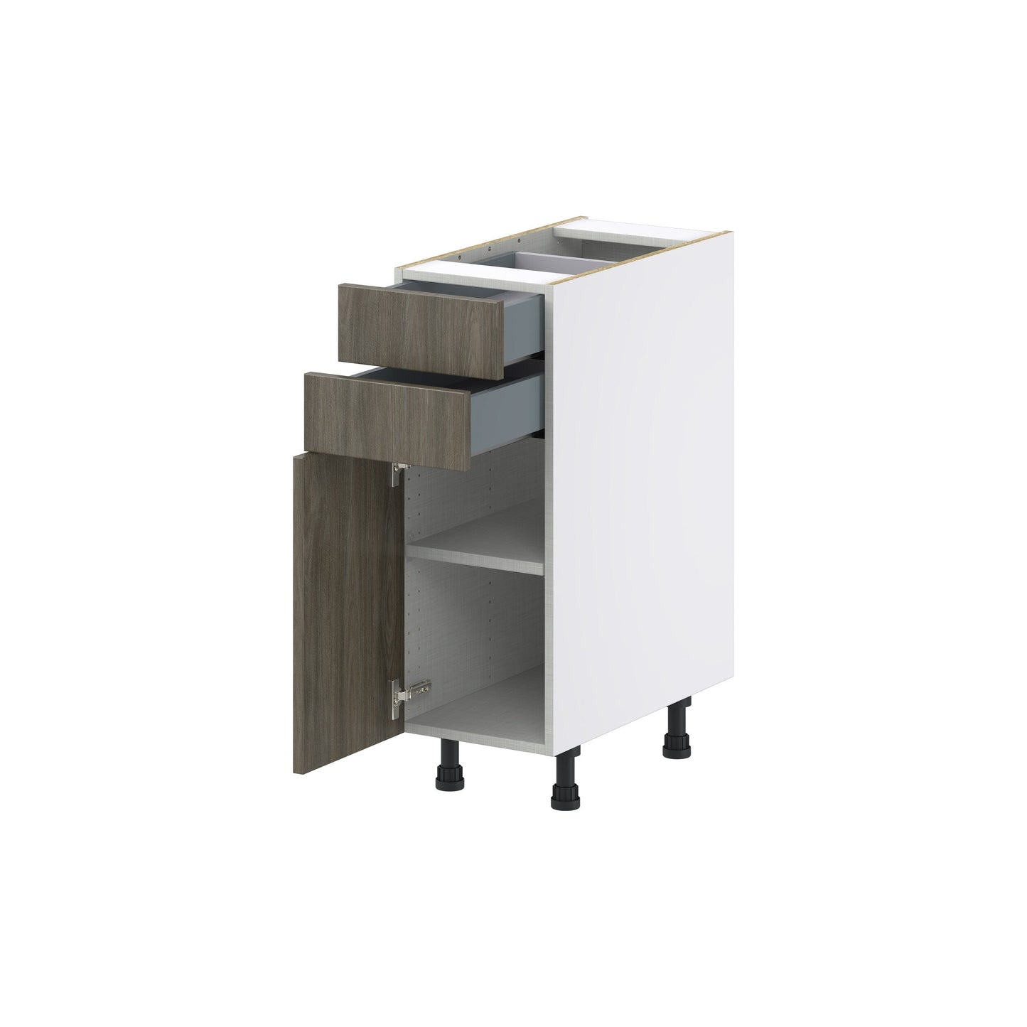 Hugo&Borg Savane 12-in W x 34.5-in H x 24-in D Textmel 2-Drawers Base Fully Assembled Cabinet (Flat Panel Slab Style)