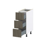 Hugo&Borg Savane 12-in W x 34.5-in H x 24-in D Textmel 3-Drawer Base Fully Assembled Cabinet (Flat Panel Style)
