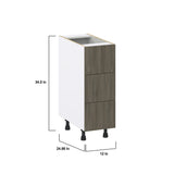 Hugo&Borg Savane 12-in W x 34.5-in H x 24-in D Textmel 3-Drawer Base Fully Assembled Cabinet (Flat Panel Style)