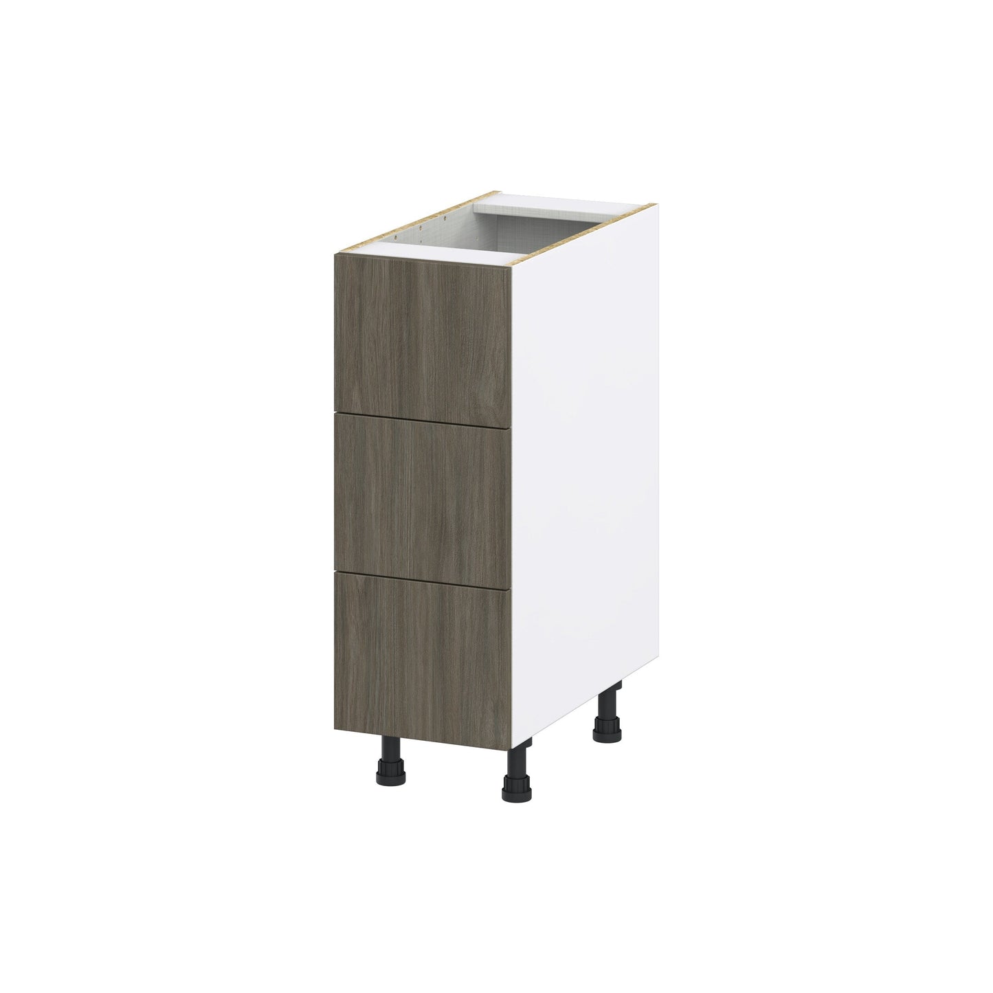 Hugo&Borg Savane 12-in W x 34.5-in H x 24-in D Textmel 3-Drawer Base Fully Assembled Cabinet (Flat Panel Style)