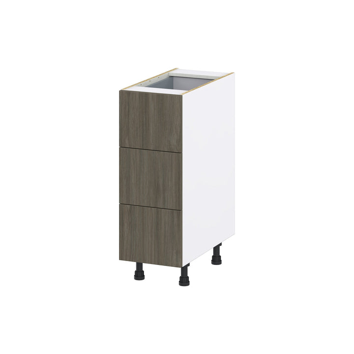 Hugo&Borg Savane 12-in W x 34.5-in H x 24-in D Textmel 4-Drawer Base Fully Assembled Cabinet (Flat Panel Style)