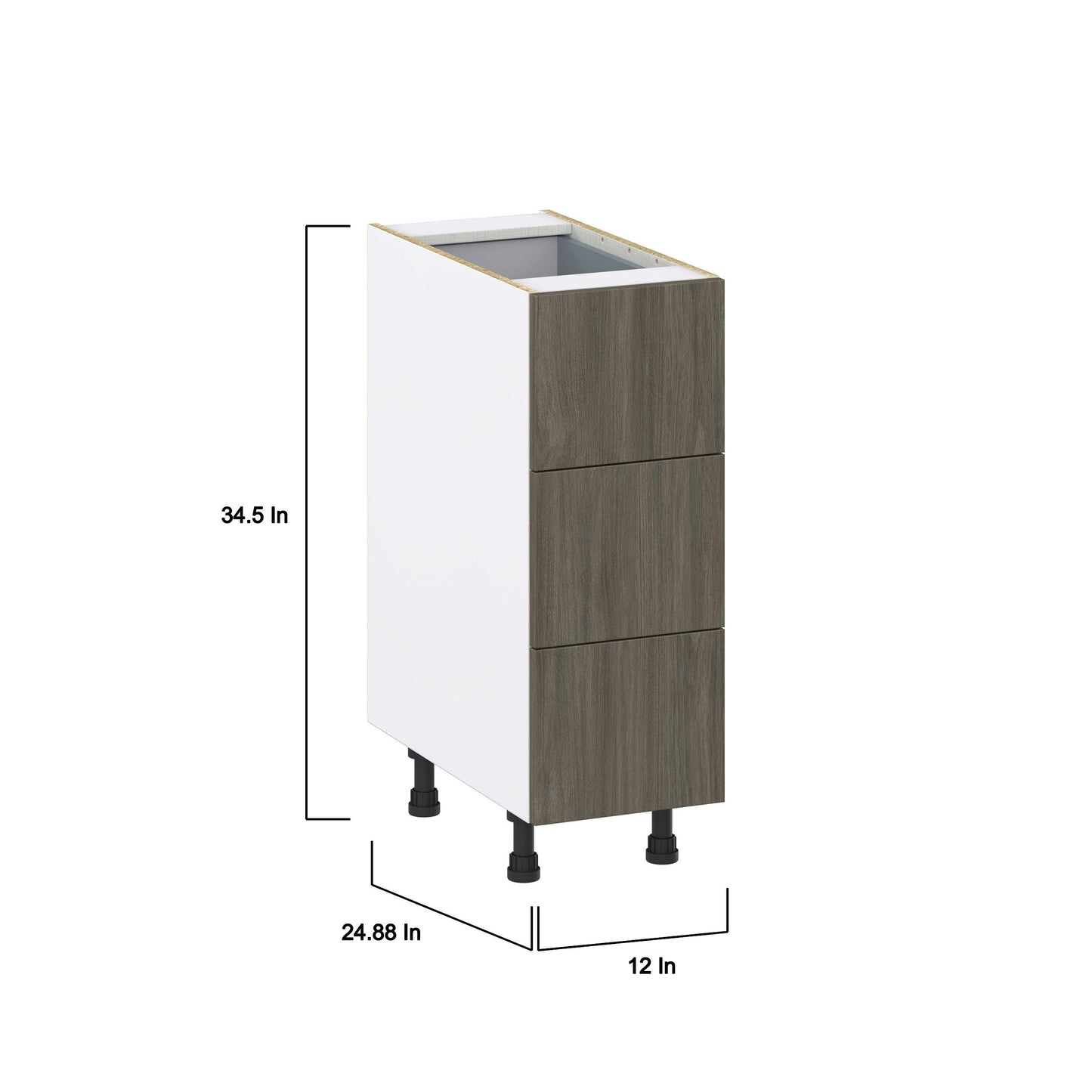 Hugo&Borg Savane 12-in W x 34.5-in H x 24-in D Textmel 4-Drawer Base Fully Assembled Cabinet (Flat Panel Style)