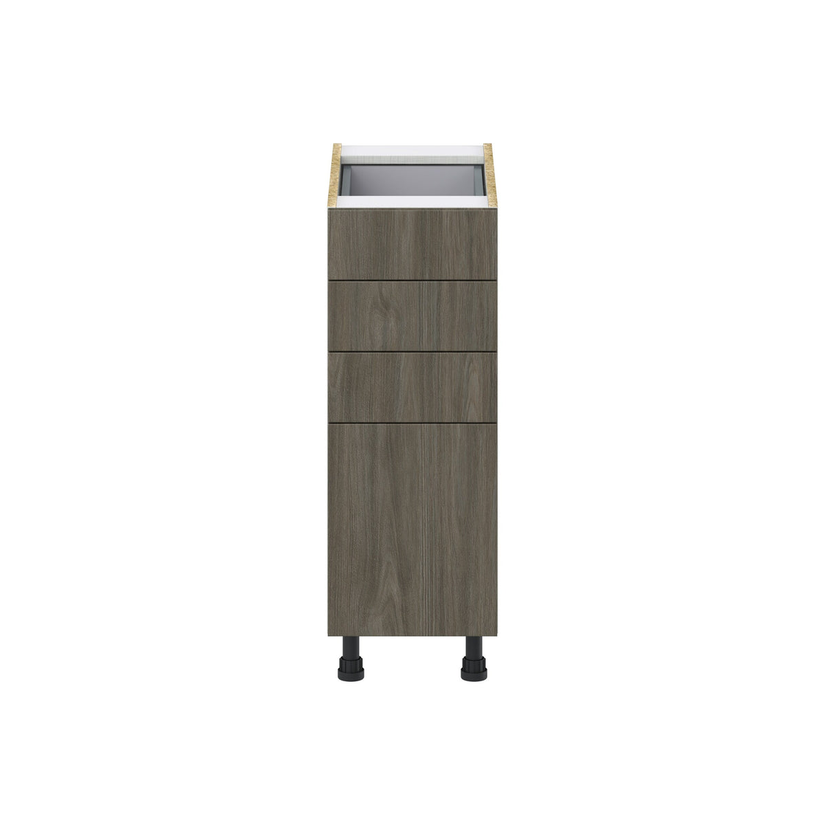 Hugo&Borg Savane 12-in W x 34.5-in H x 24-in D Textmel 4-Drawer Base Fully Assembled Cabinet (Flat Panel Style)