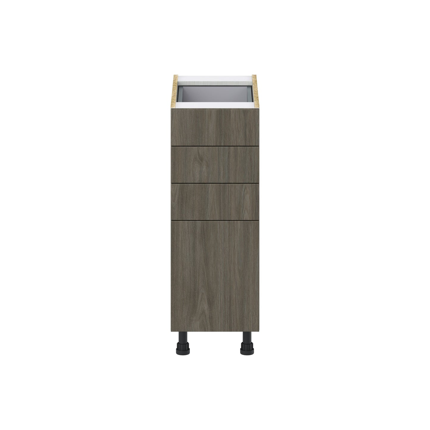Hugo&Borg Savane 12-in W x 34.5-in H x 24-in D Textmel 4-Drawer Base Fully Assembled Cabinet (Flat Panel Style)