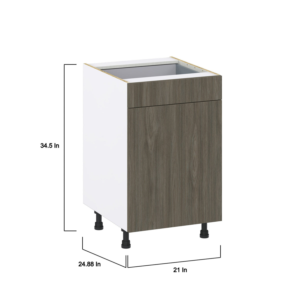 Hugo&Borg Savane 21-in W x 34.5-in H x 24-in D Textmel 1-Drawer Base Fully Assembled Cabinet (Flat Panel Slab Style)